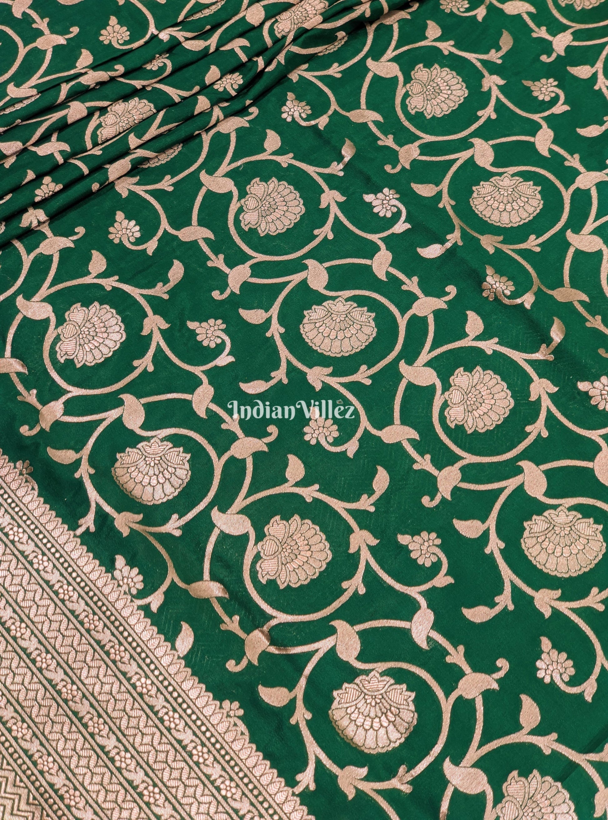 Teal Green Uppada Katan Silk Banarasi Saree