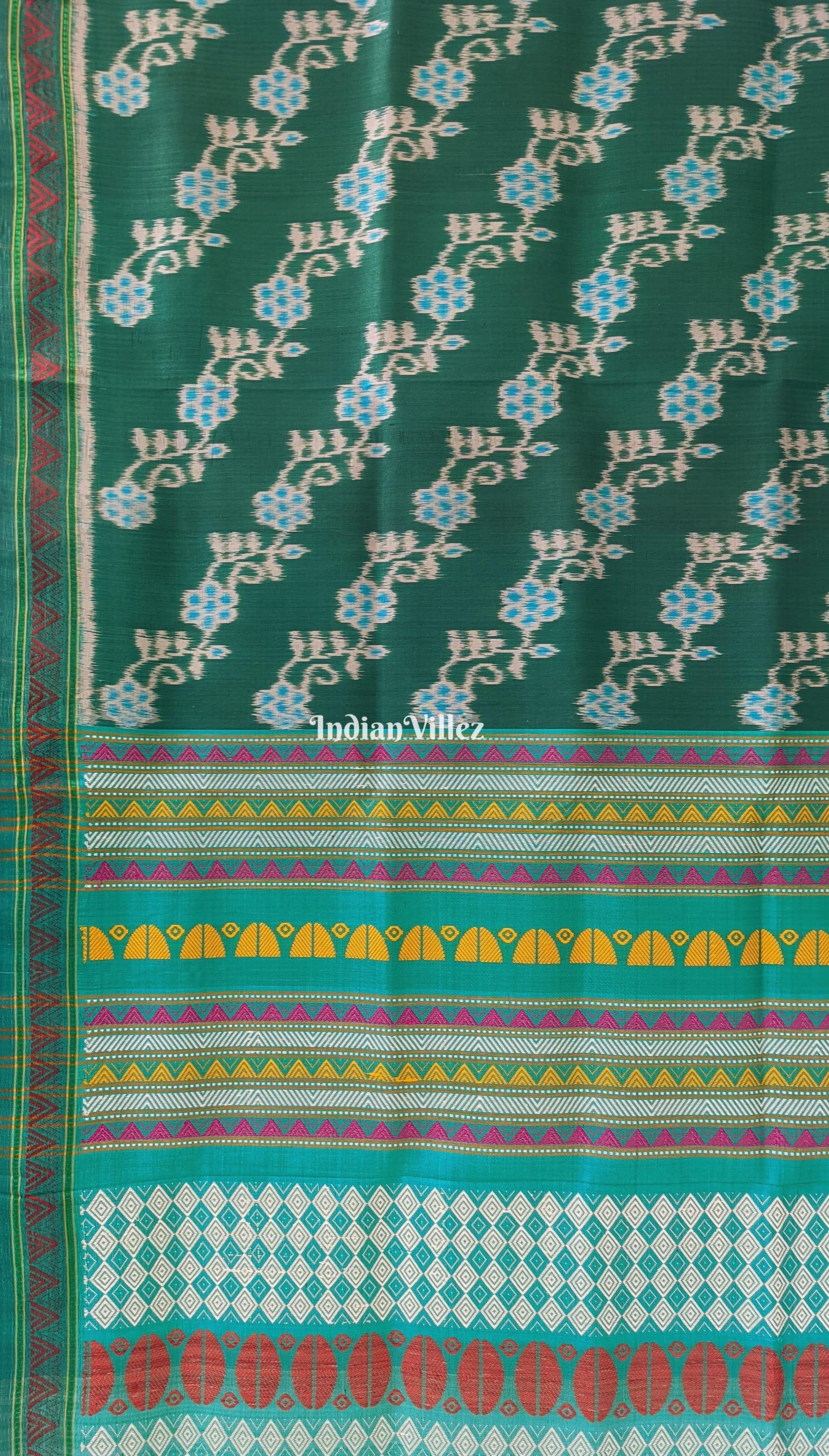 Teal Green Dongria Border Designer Contemporary Silk Saree