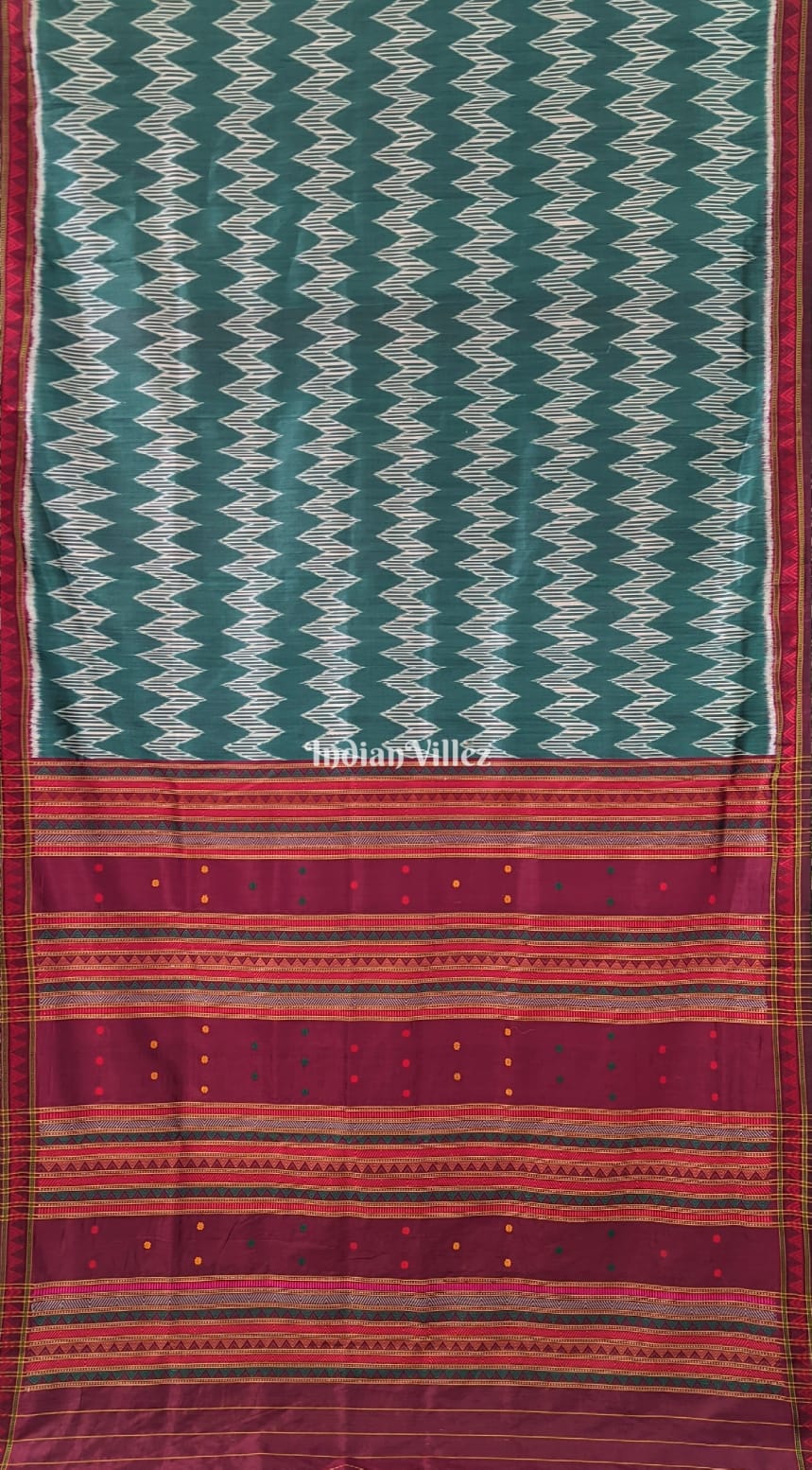 Dynasty Green Designer Contemporary Silk Saree with Dongria Border