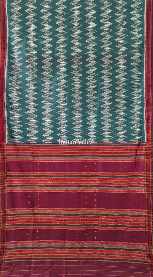 Dynasty Green Designer Contemporary Silk Saree with Dongria Border