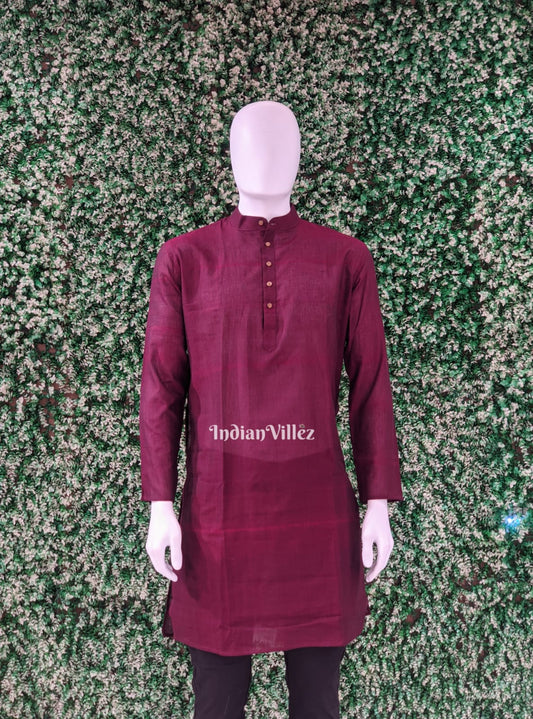 Maroon Odisha Ikat Cotton Kurta for Men