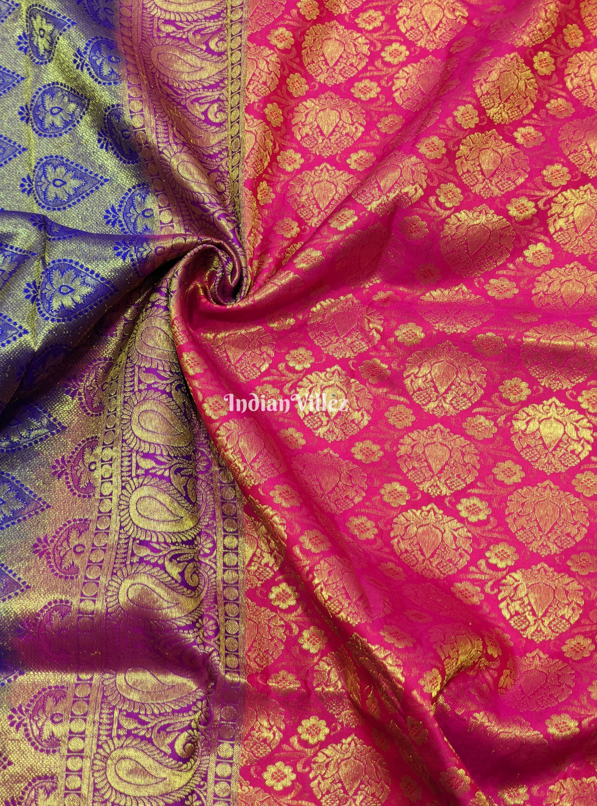 Rani Pink Pure Kanjivaram Silk Saree