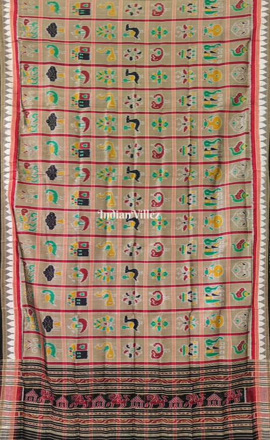 Beige Odisha Handloom Nabakothi Silk Dupatta