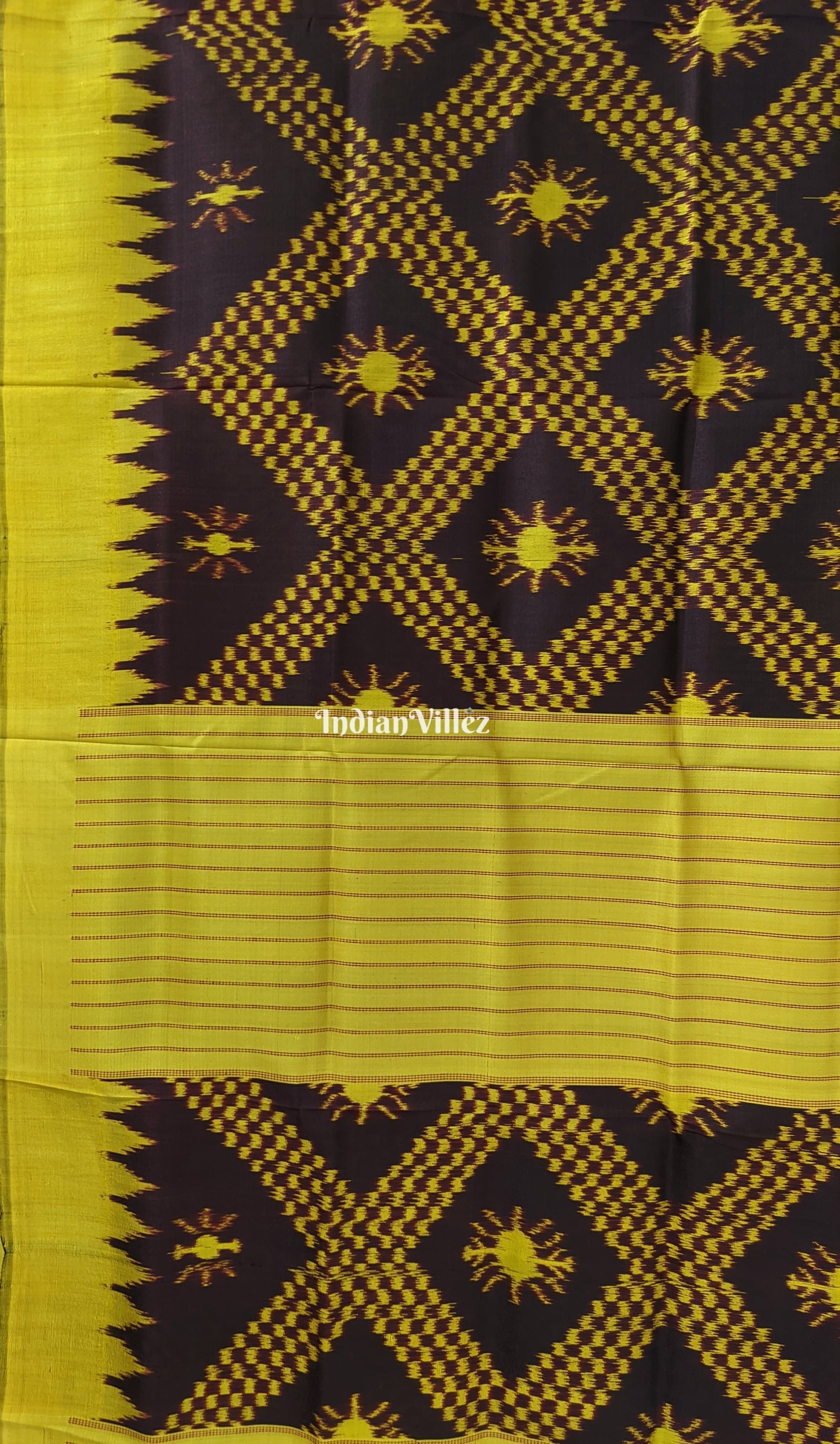 Coffee with Yellowa Odisha Ikat Contemporary Tarabali Silk Saree