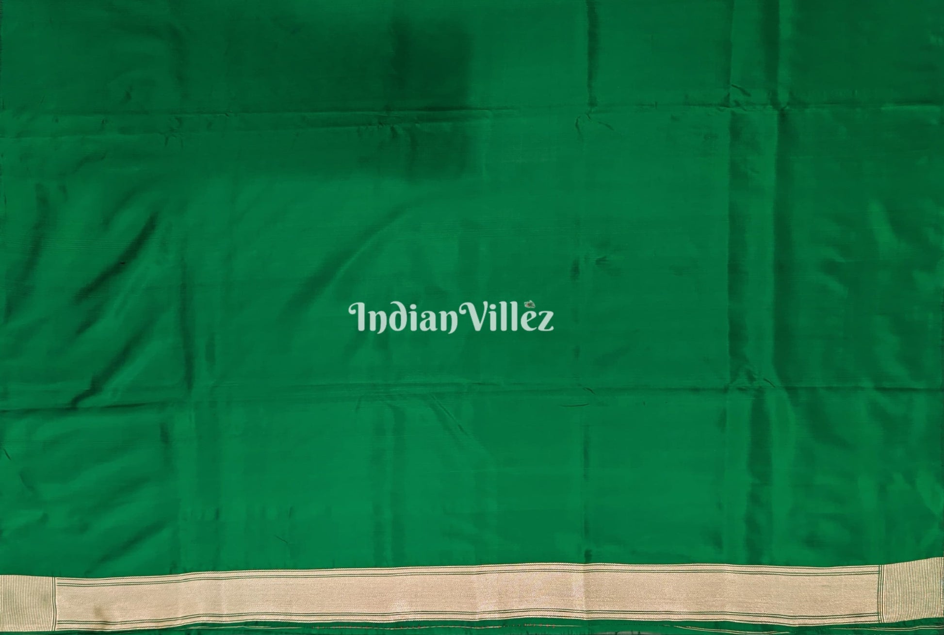 Bottle Green Handwoven Banarasi Katan Silk Saree with Kashi Ghat Weaves