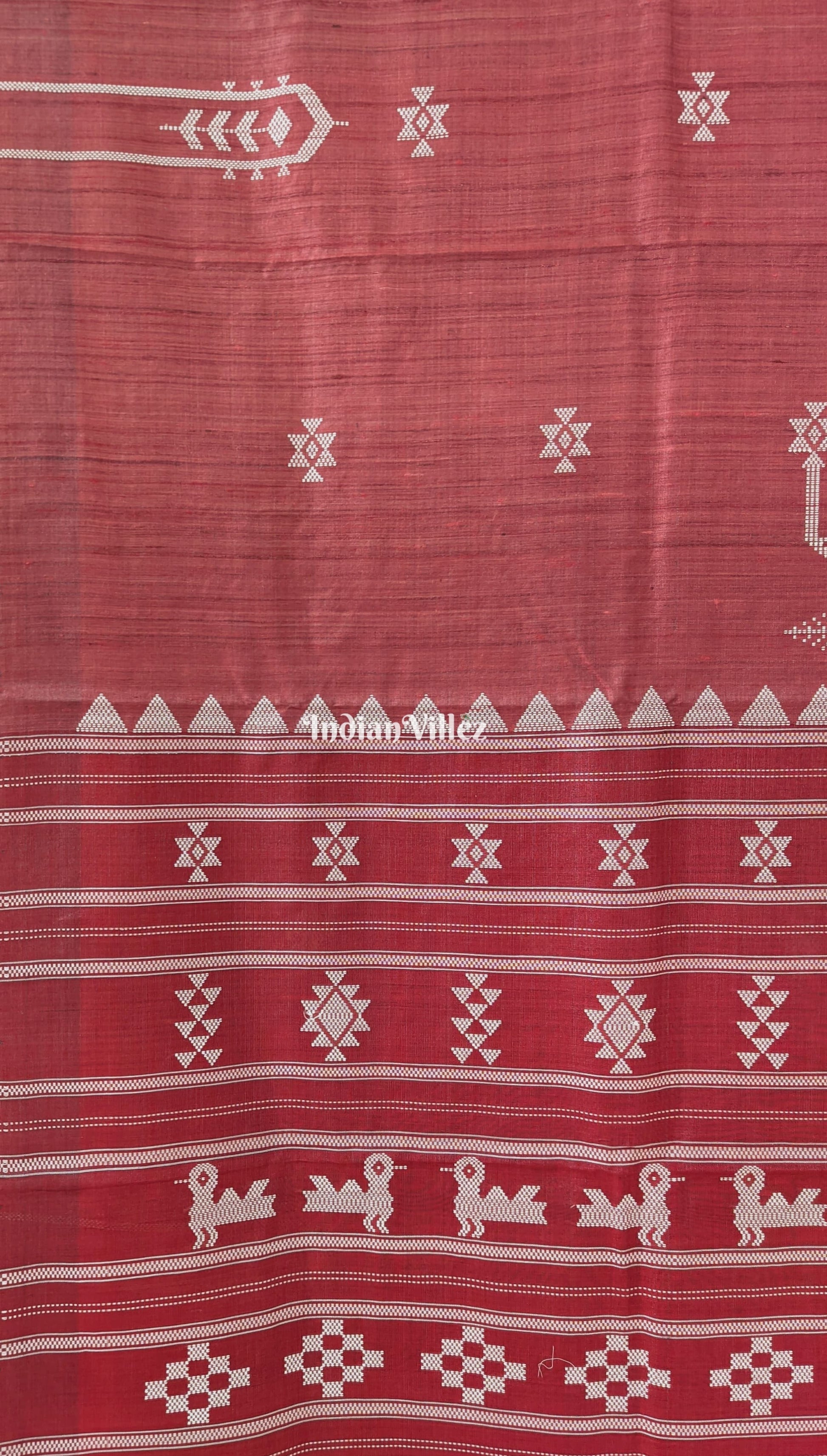 Rust Ganjam Bomkai Theme Gopalpur Tussar Silk Saree