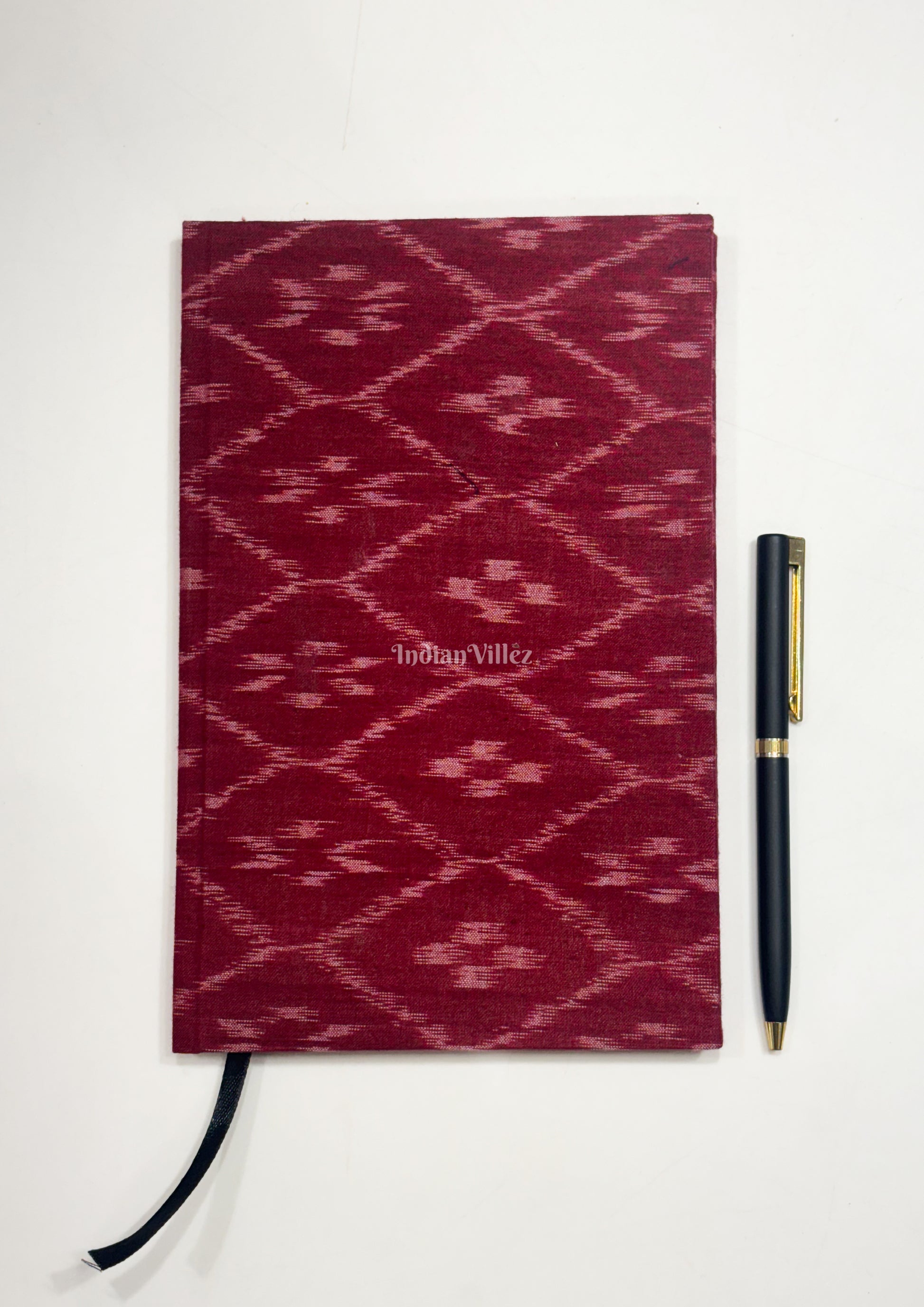 Red Handmade Ikat Woven Cotton Fabric Cover Diary 