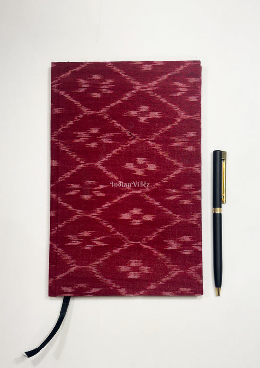 Red Handmade Ikat Woven Cotton Fabric Cover Diary 