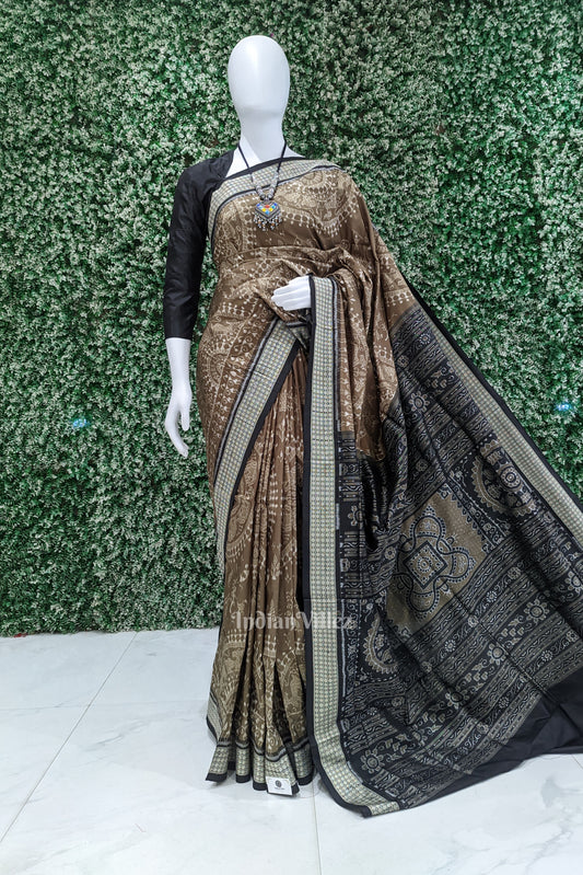 Trtout Grey Odisha Ikat Sambalpuri Silk Saree