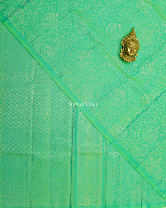 Green Golden Work Without Border Pure Kanjivaram Silk Saree