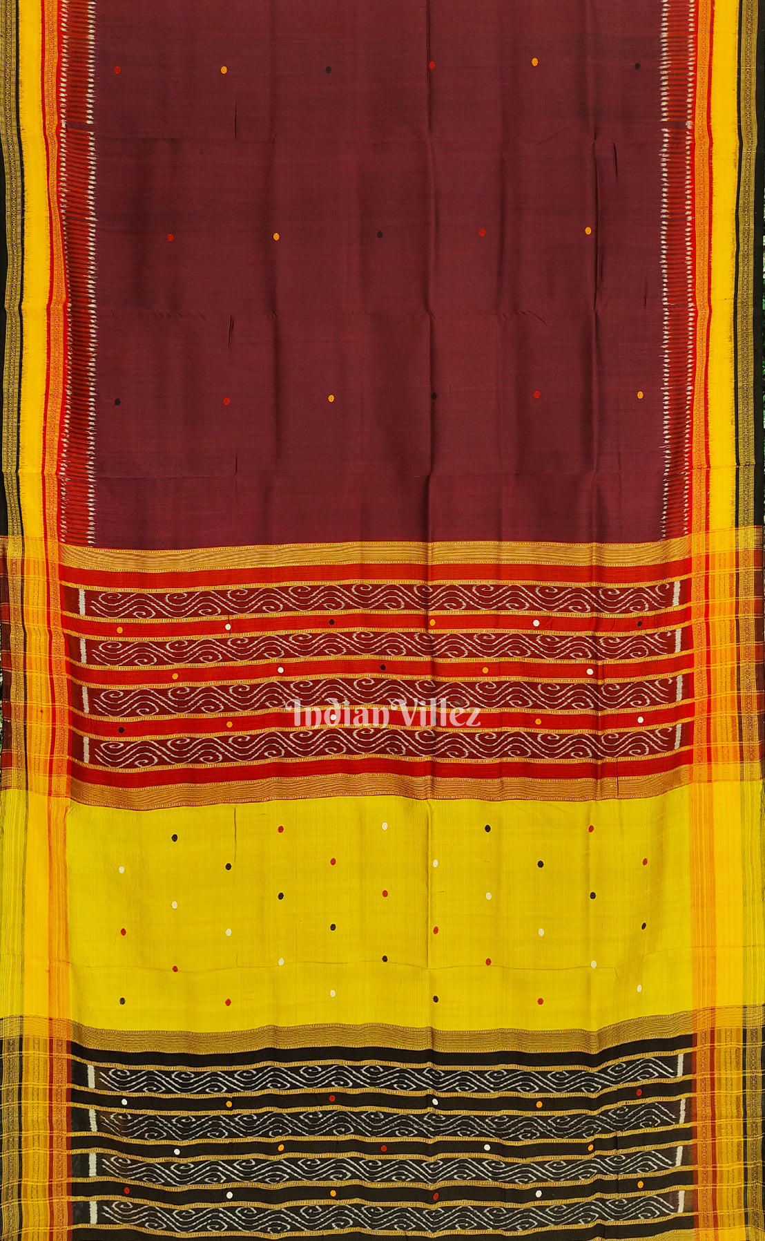 Wine Color Odisha Ikat Kathiphera Khandua Silk Saree