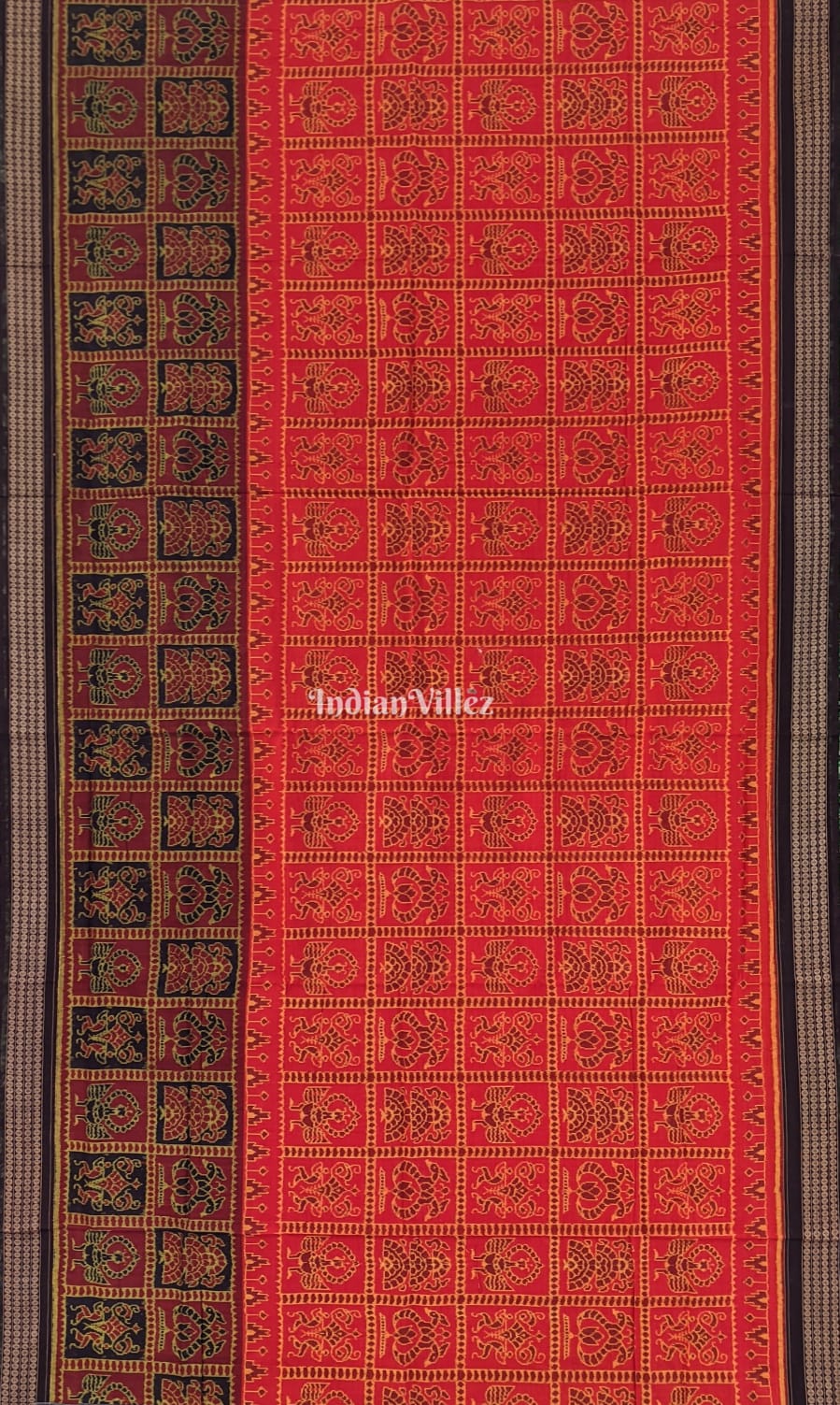 Red Kothi Design Odisha Ikat Sambalpuri Cotton Saree