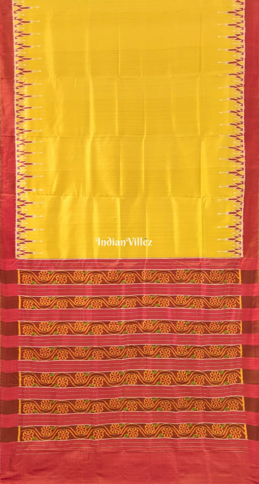 Lemon Yellow Odisha Ikat Designer Contemporary Silk Saree