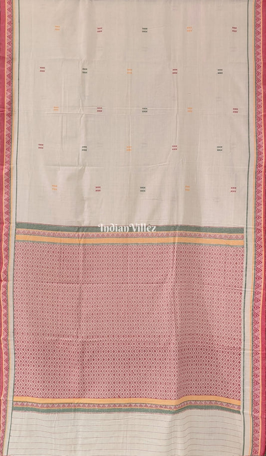 White Odisha Ikat Dongria Pure Cotton Saree