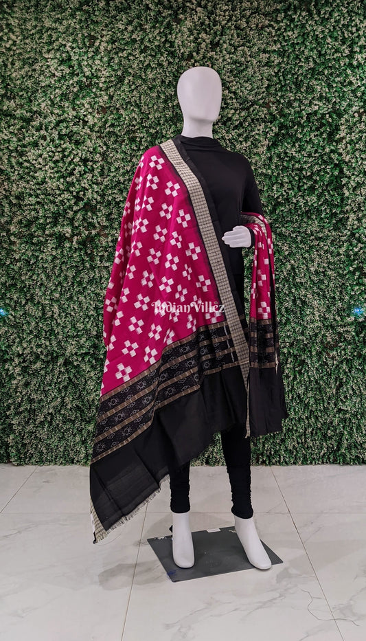 Rani Pink Pasapali Pure Sambalpuri Silk Dupatta