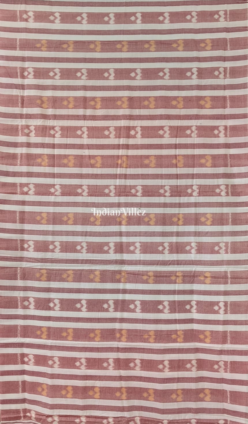 Blush Pink White Lining Sambalpuri Cotton Saree