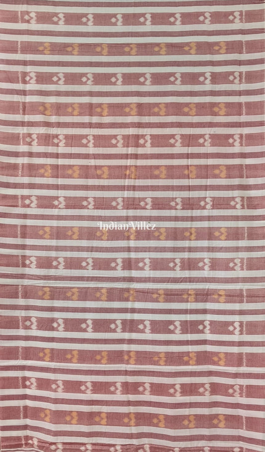 Blush Pink White Lining Sambalpuri Cotton Saree