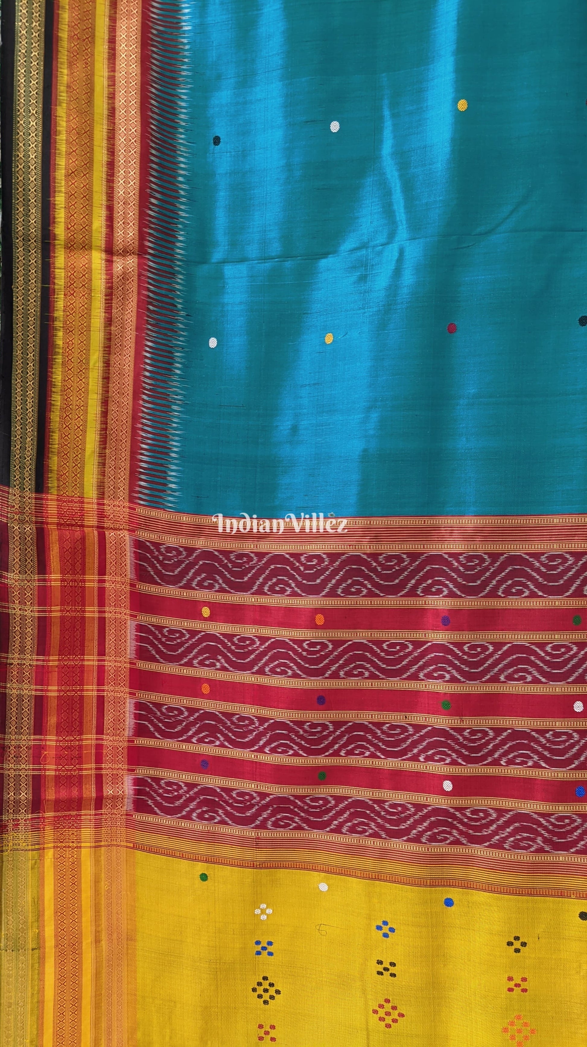 Peacock Green Odisha Ikat Kathiphera Khandua Silk Saree