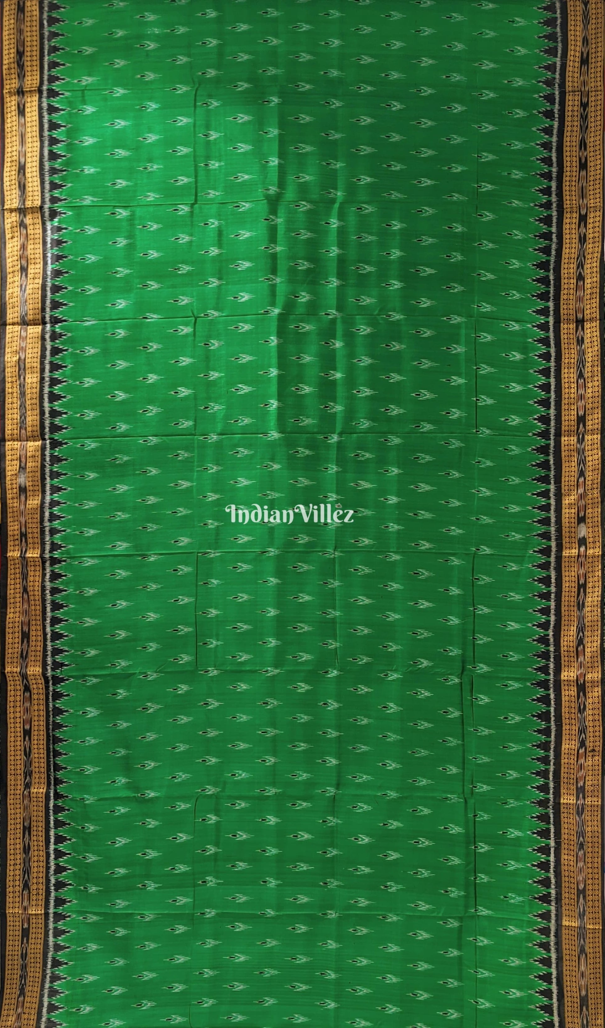 Green Black Mayur Chandrika Khandua Silk Saree