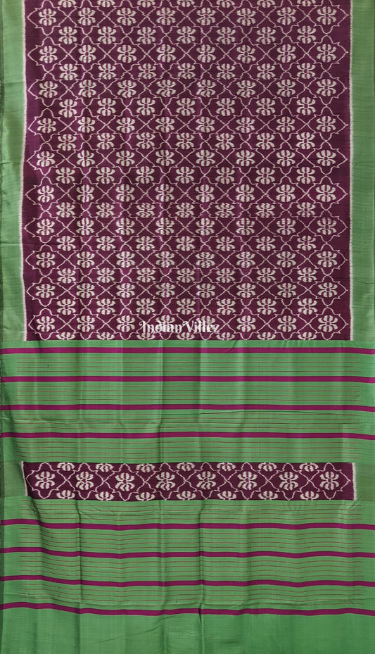 Coffee Forest Green Odisha Ikat Contemporary Silk Saree