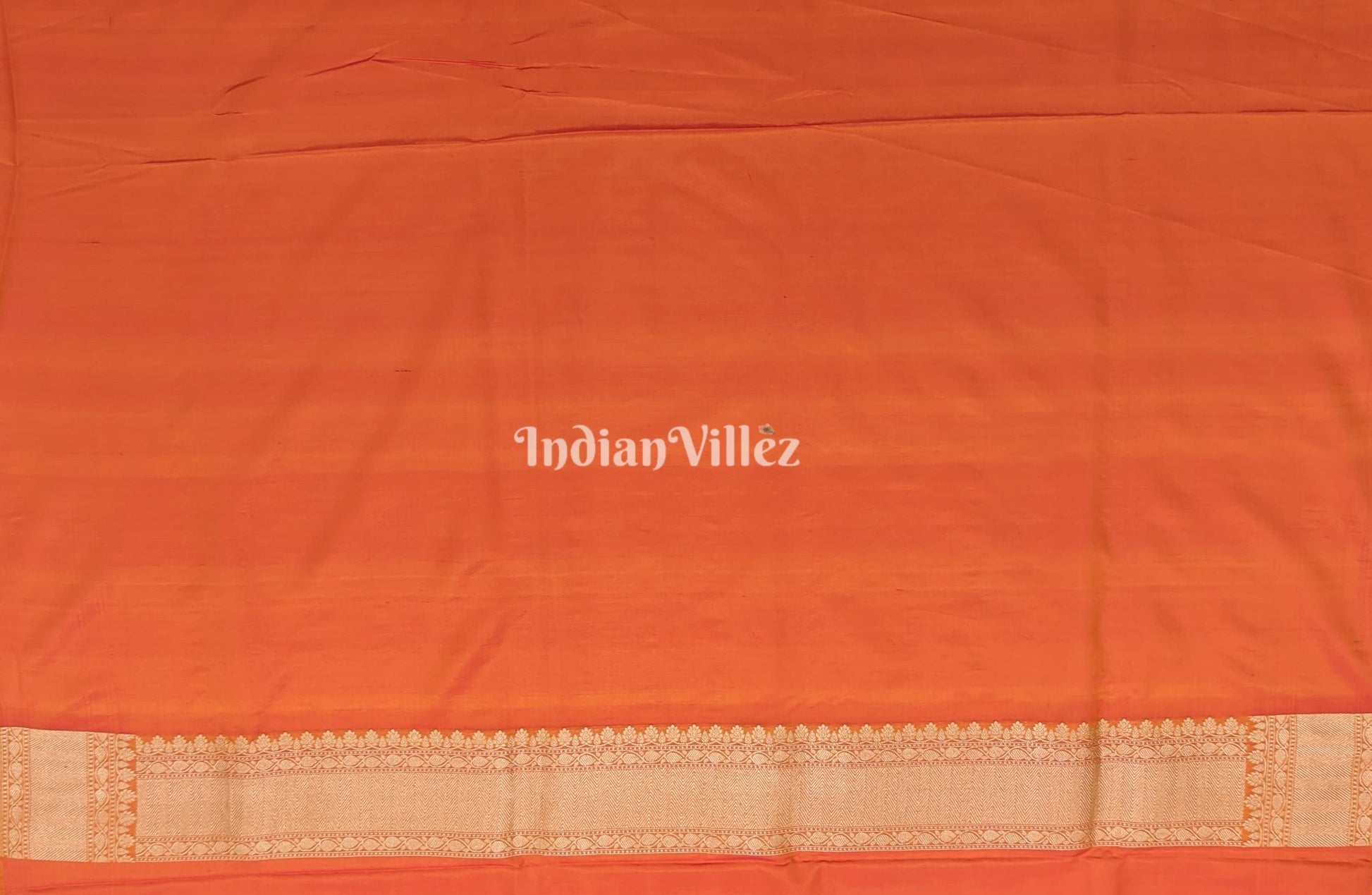 Orange Yellow Floral Motif Designer Katan Silk Banarasi Saree