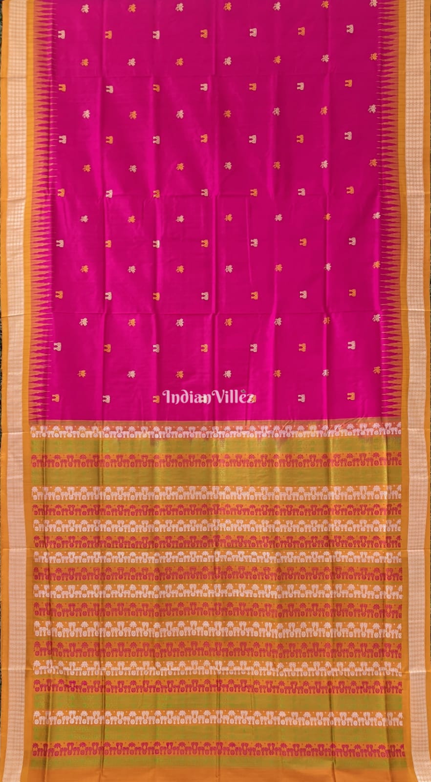 Rani Laxmi Pada Flower Motif Bomkai Sambalpuri Silk Saree