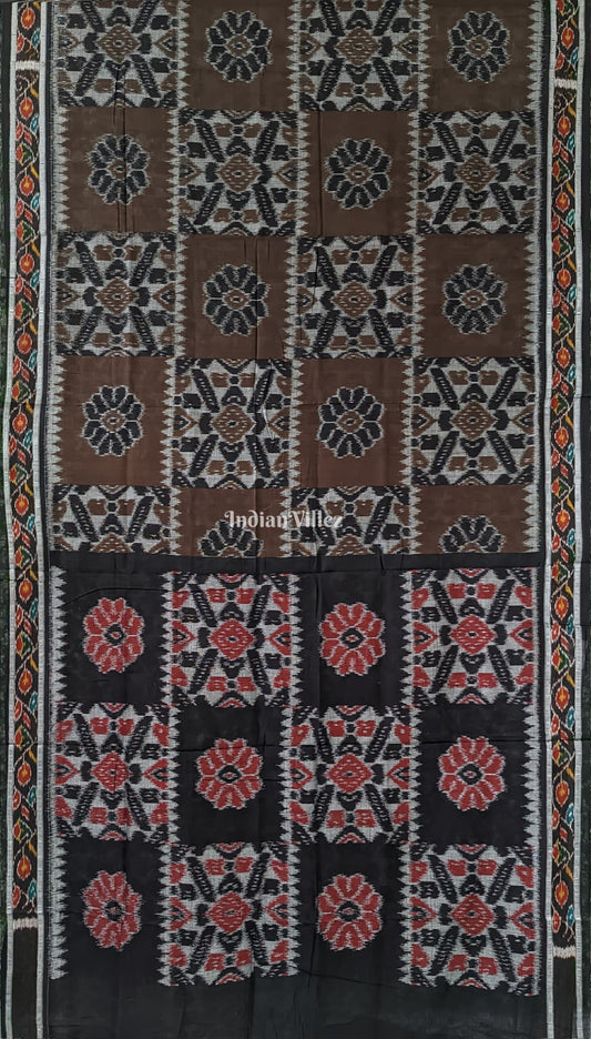 Cofee Black Maniabandha Odisha Ikat Cotton Saree