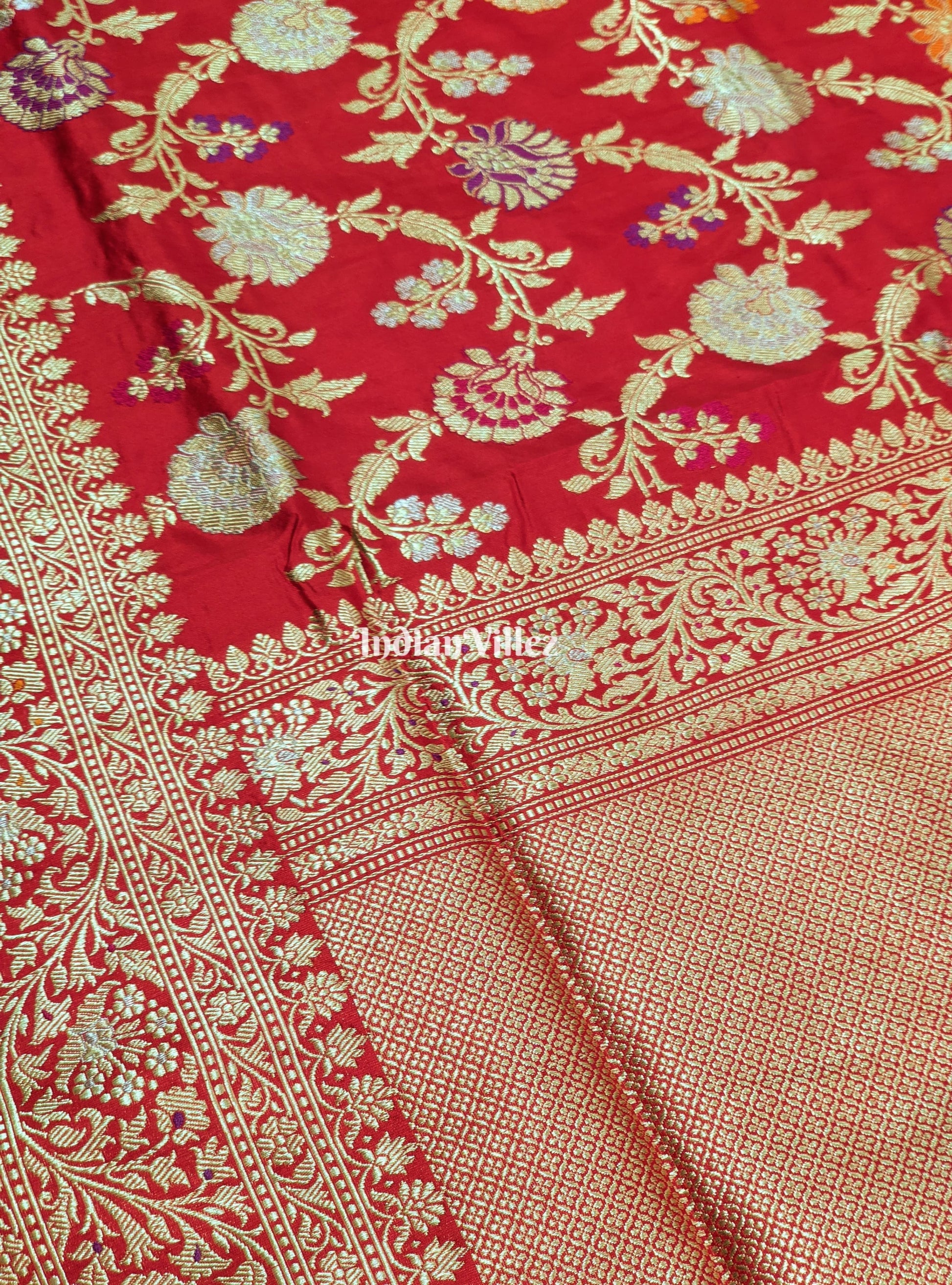 Red Designer Katan Meenakari Banarasi Saree