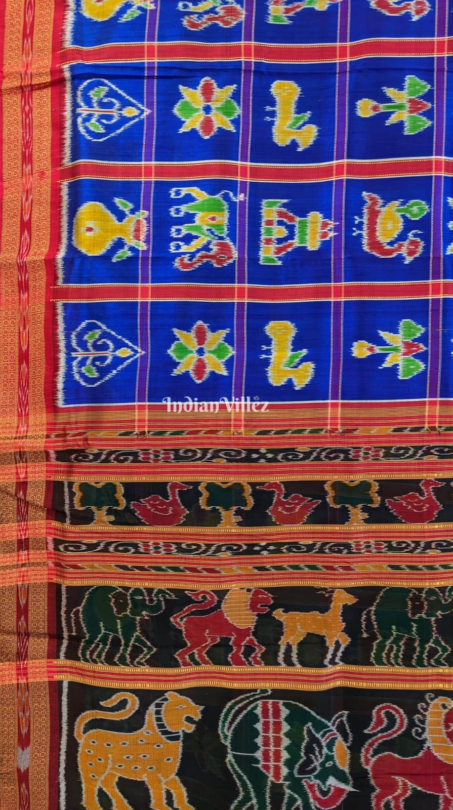 Violet Blue Odisha Ikat Nabakothi Khandua Silk Saree