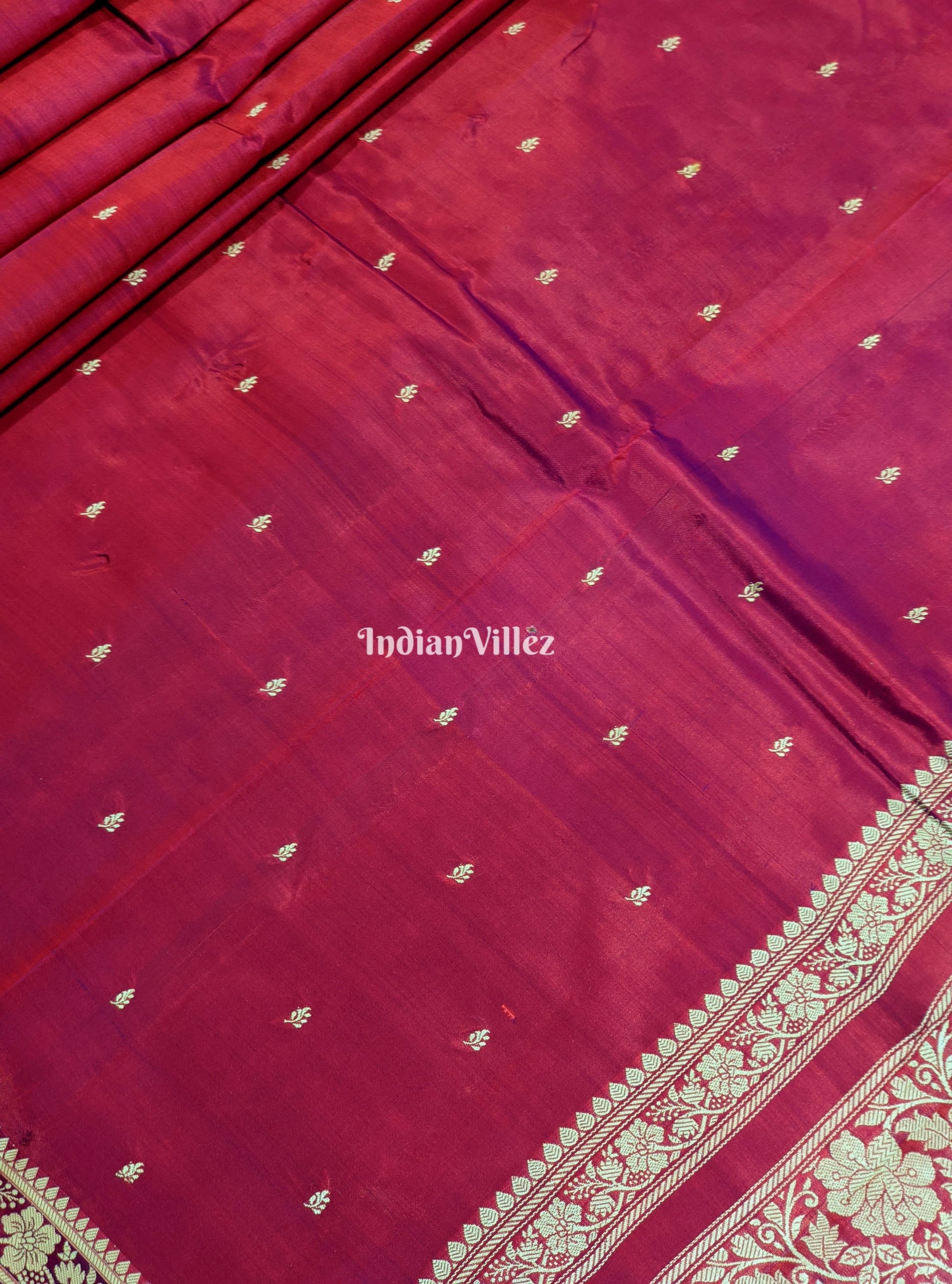 Red Violet Dual Tone Katan Silk Banarasi Saree