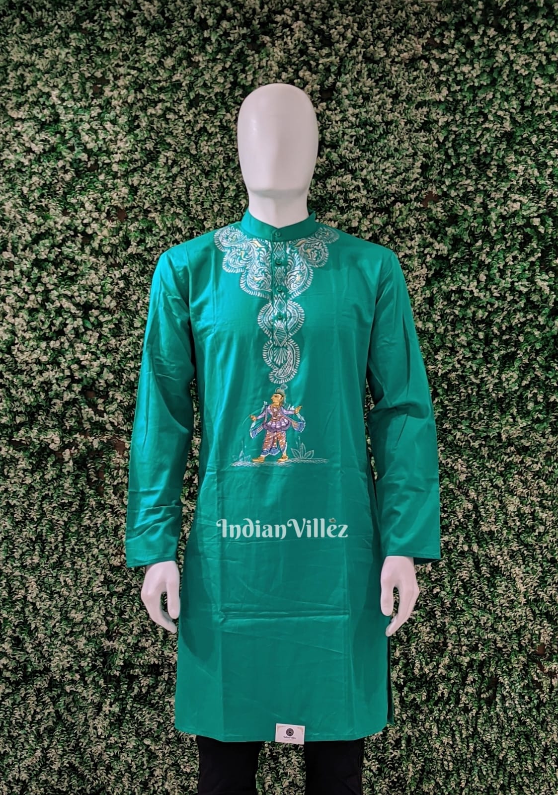 Rama Green Hand-Painted Pattachitra Kurta