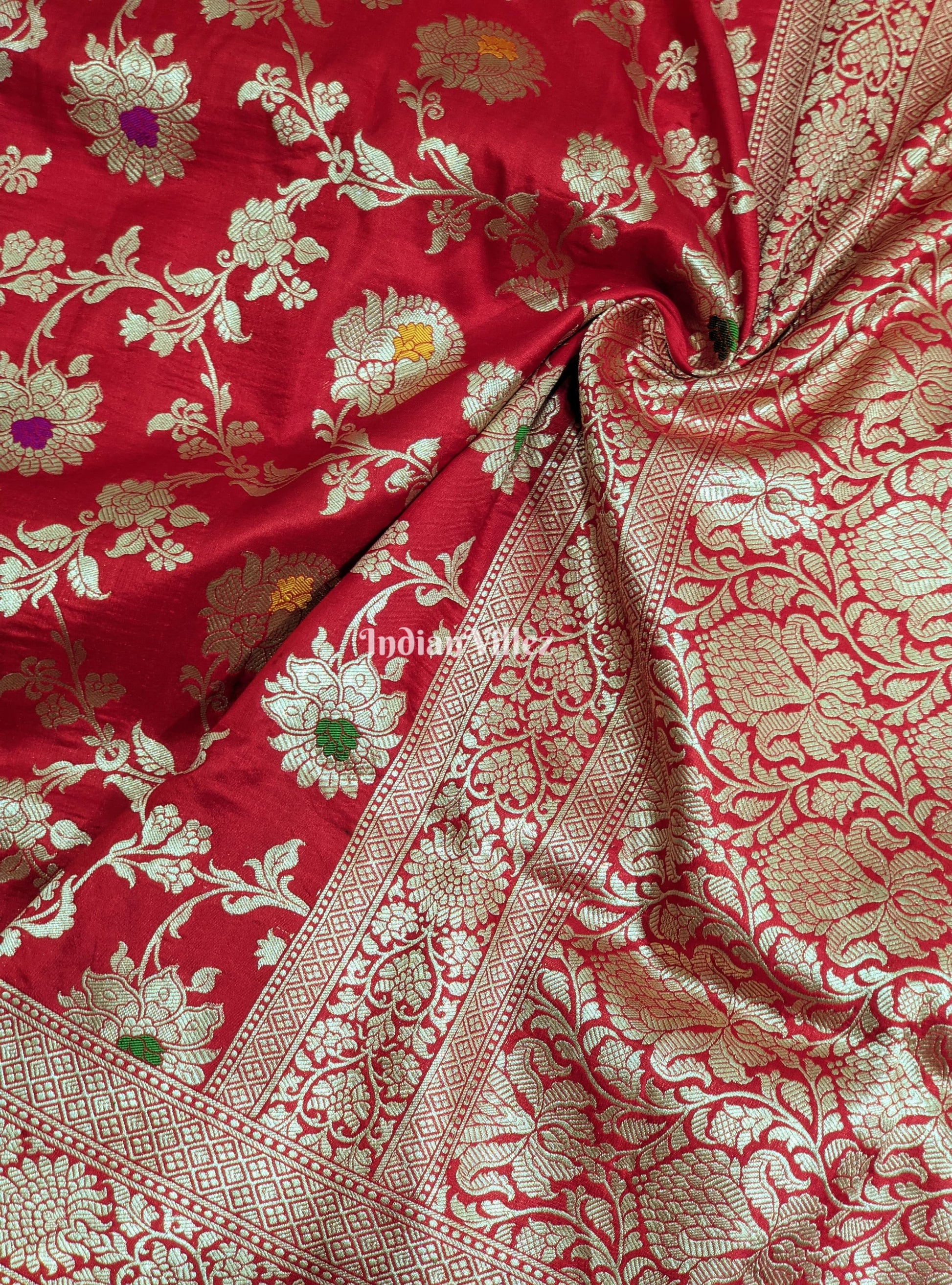 Red Designer Banarasi Meenakari Katan Silk Saree