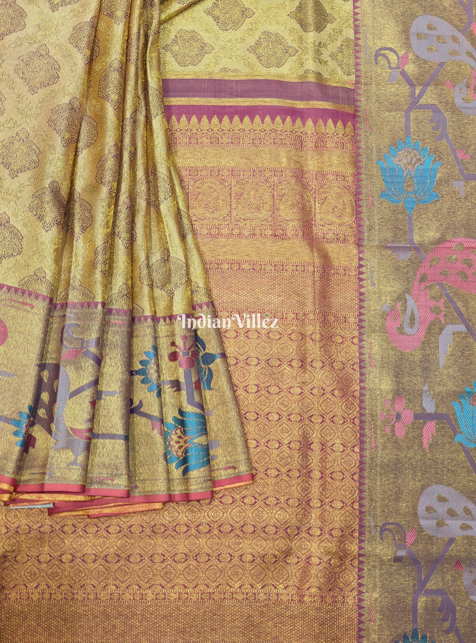 Golden Base Kanjivaram Silk Saree