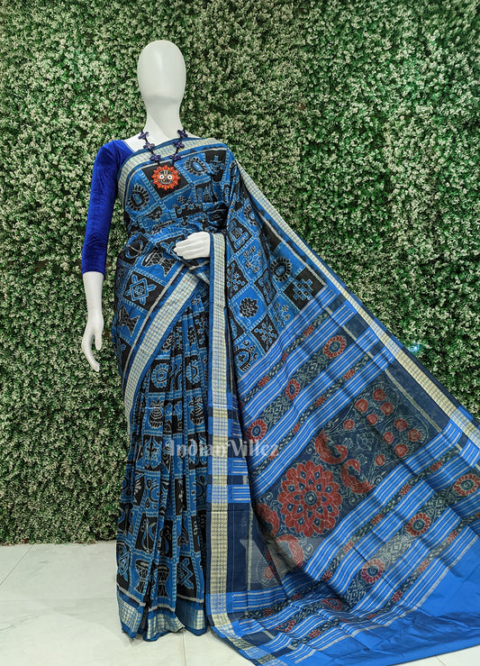 Deep Blue Nabakothi Odisha Ikat Sambalpuri Silk Saree