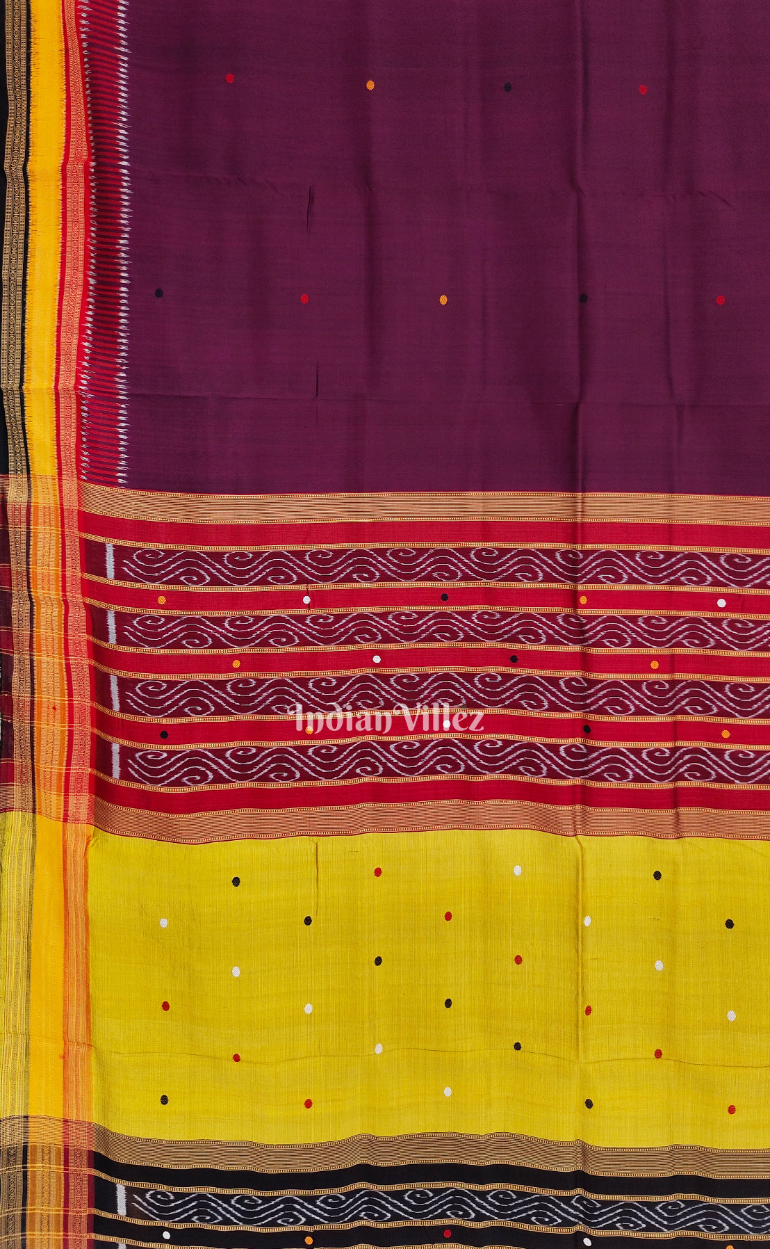 Wine Color Odisha Ikat Kathiphera Khandua Silk Saree