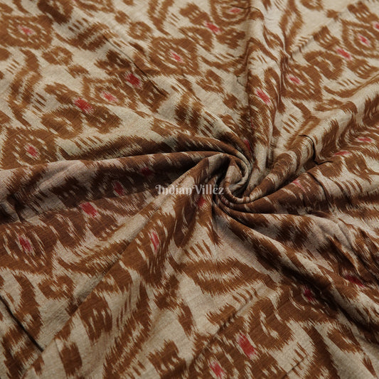 Brown Grey Sambalpuri Ikat Cotton Fabric