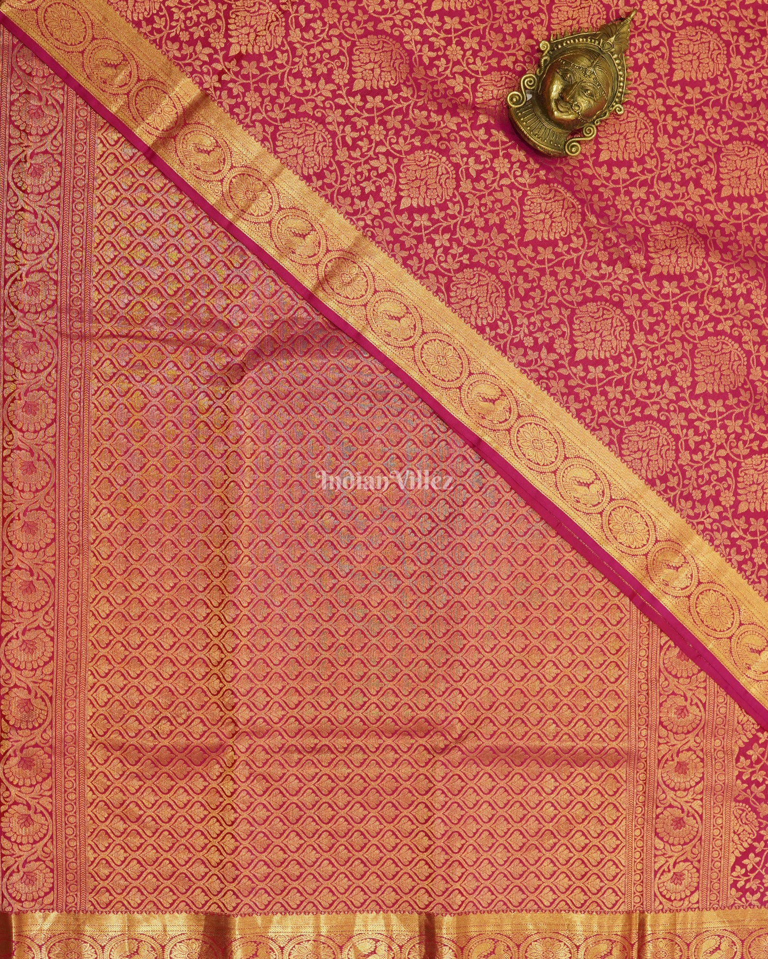 Pink With Golden Border Kanjivaram Silk Saree