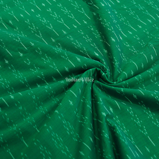 Green Handwoven Pochampally Ikat Cotton Fabric