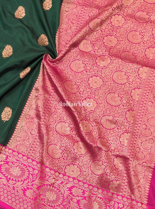 Forest Green Rani Banarasi Katan Silk Saree