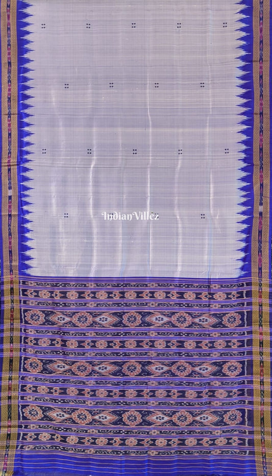 Steel Blue Butta design Odisha Ikat Khandua Silk Saree