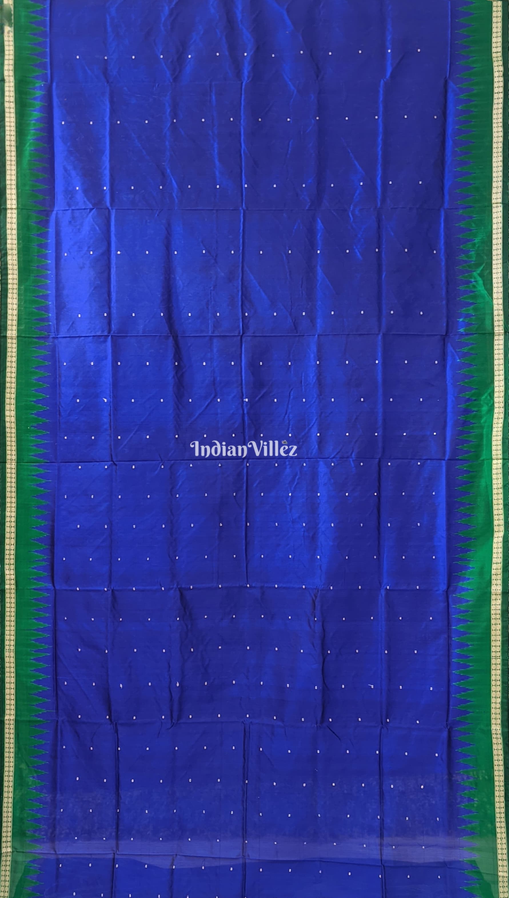 Blue Gren Sambalpuri Bomkai Silk Saree with Pasapali Anchal