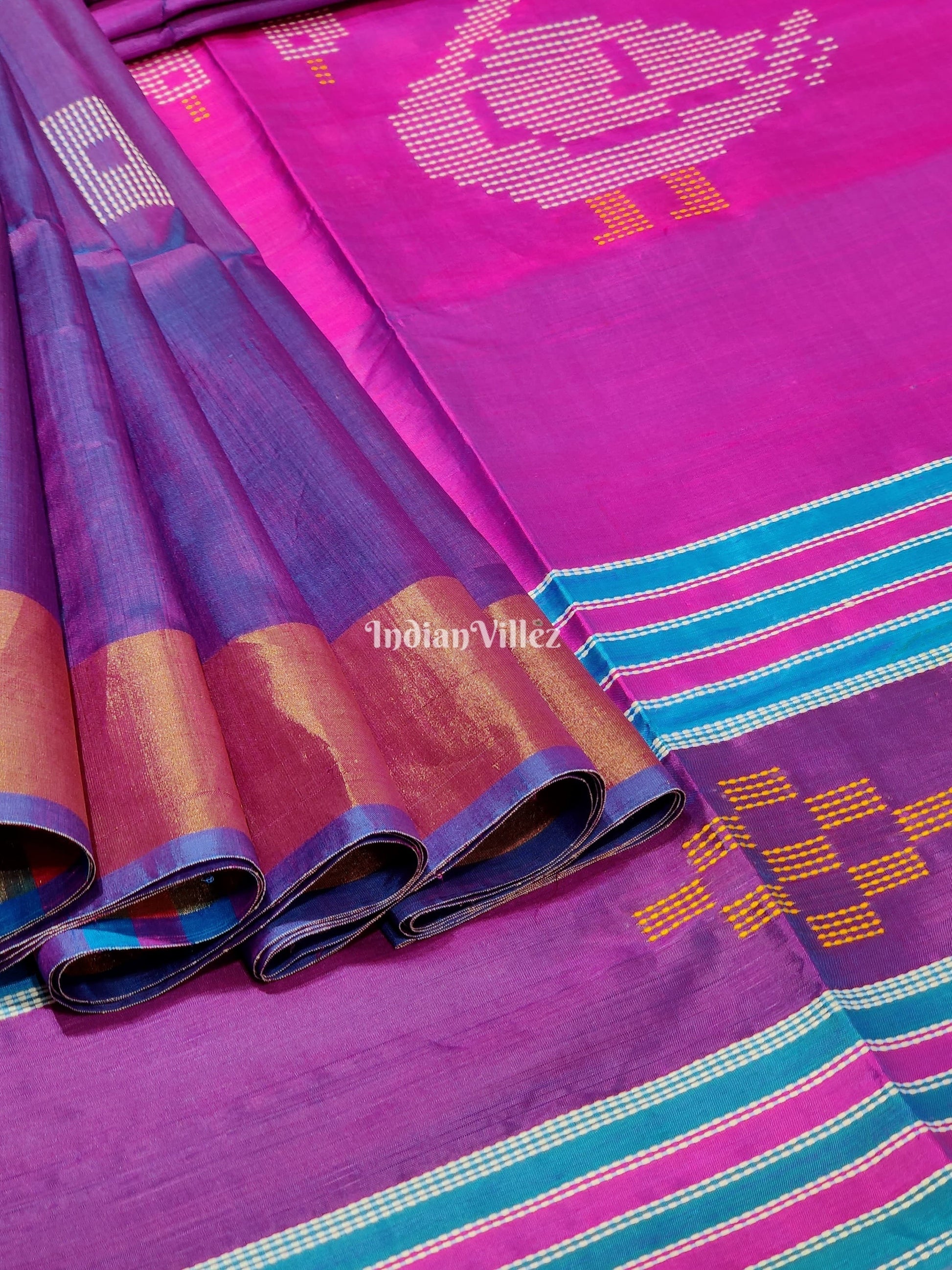 Violet Magenta Handloom Soft Silk Saree