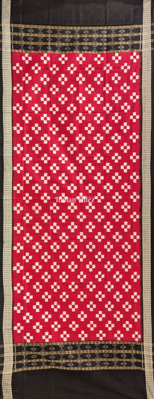 Red Pasapali Theme Pure Sambalpuri Silk Dupatta