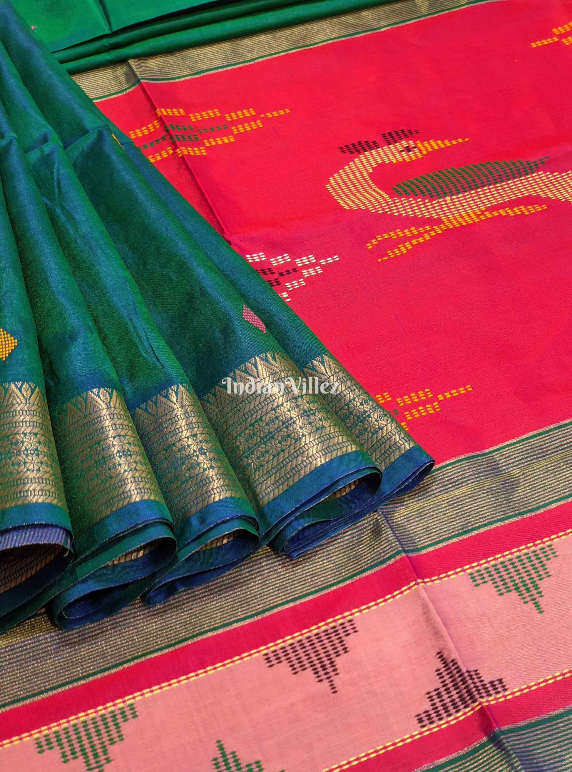 Rama Green Handloom Soft Silk Saree