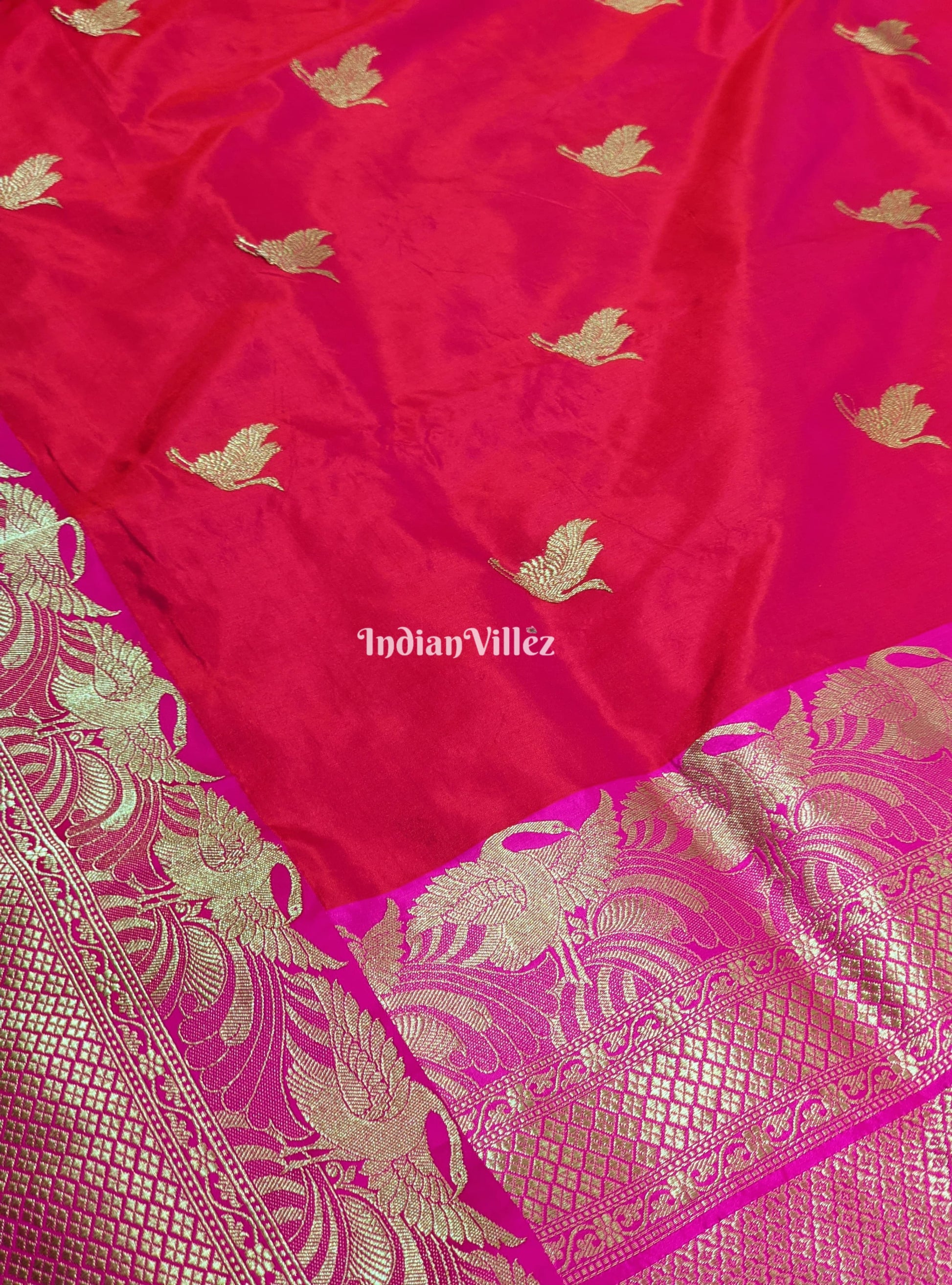 Rani Pink Handwoven Banarasi Katan Silk Saree