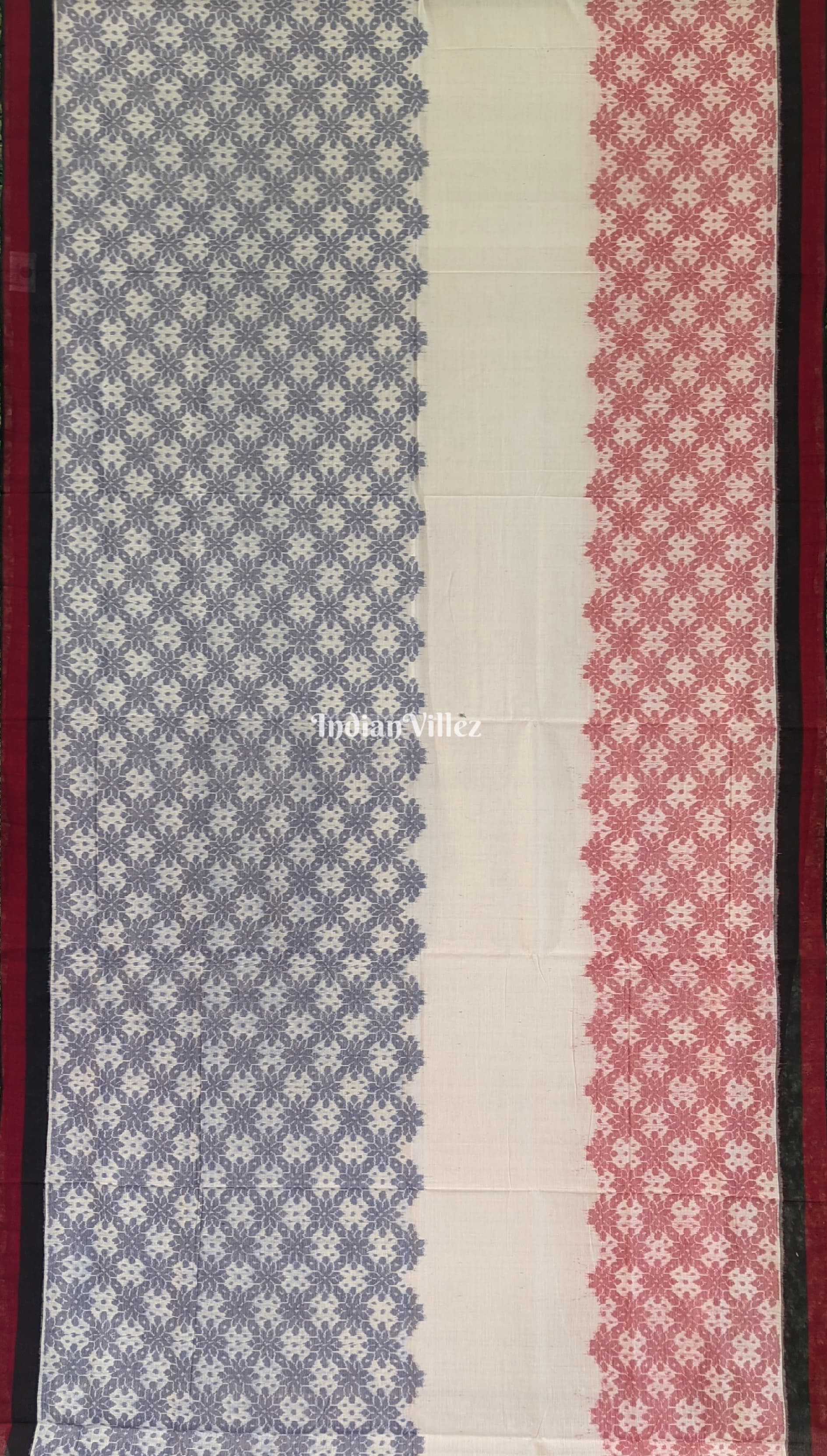 White Base Odisha Ikat Pure Sambalpuri Cotton Saree