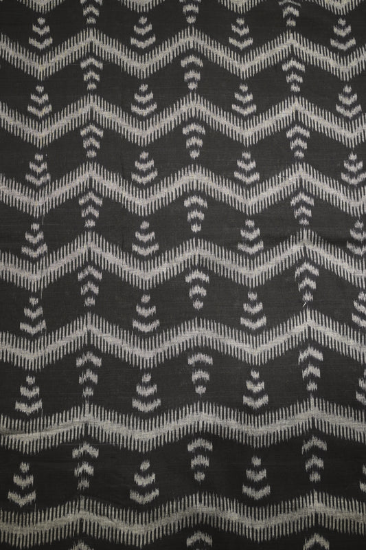 Black Sambalpuri Ikat Cotton Fabric