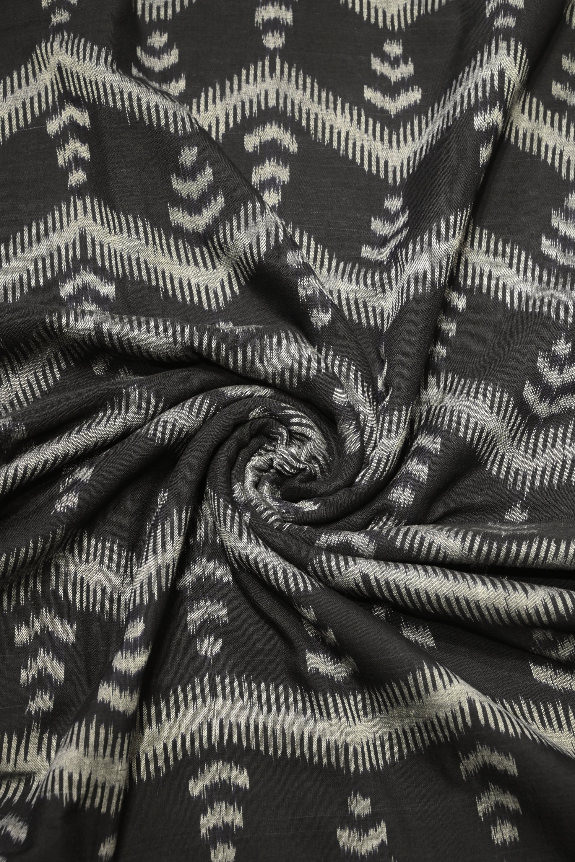 Black Sambalpuri Ikat Cotton Fabric