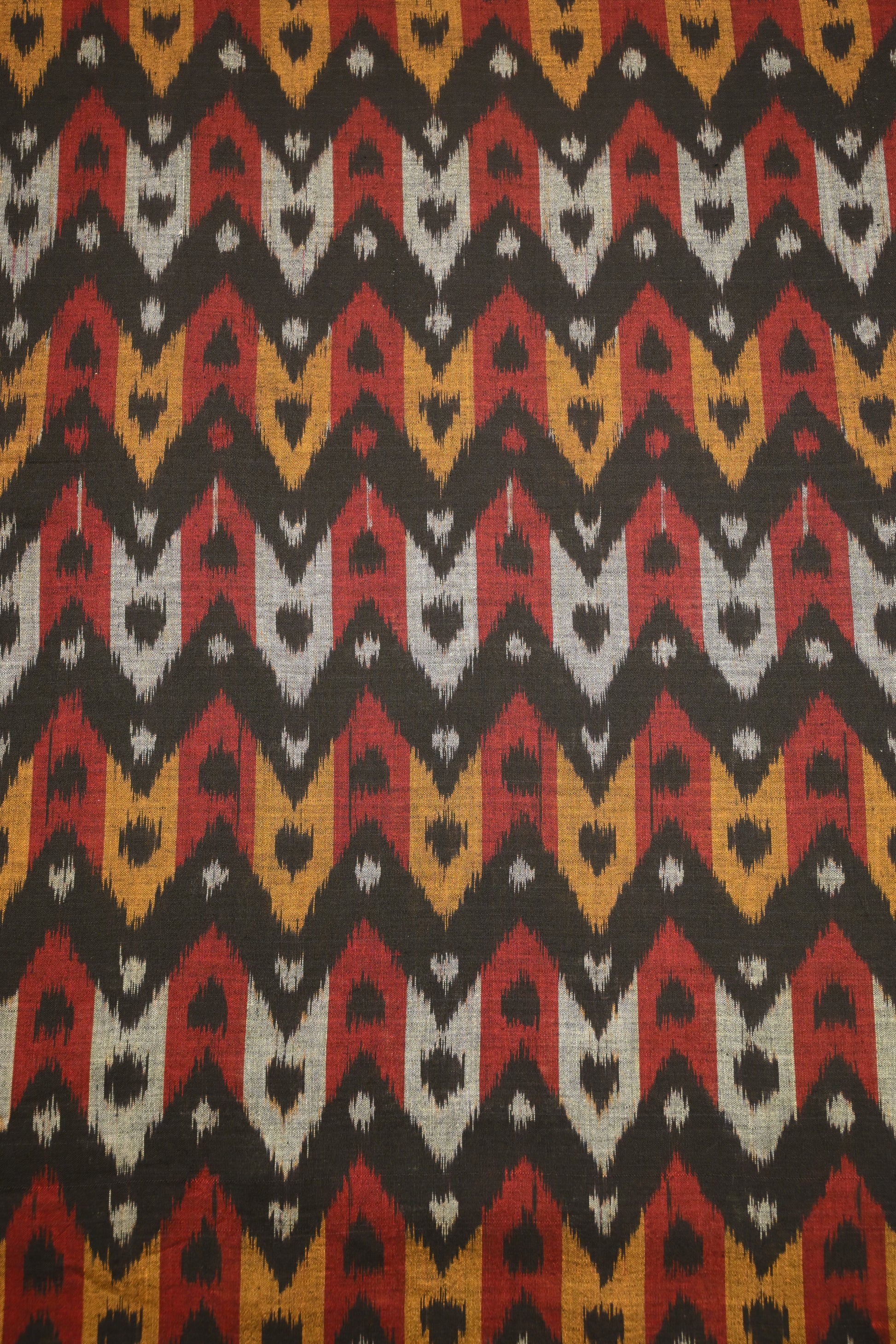 Black with Multicolour Sambalpuri Ikat Cotton Fabric 