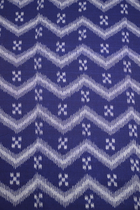 Navy Blue Sambalpuri Ikat Cotton Fabric 